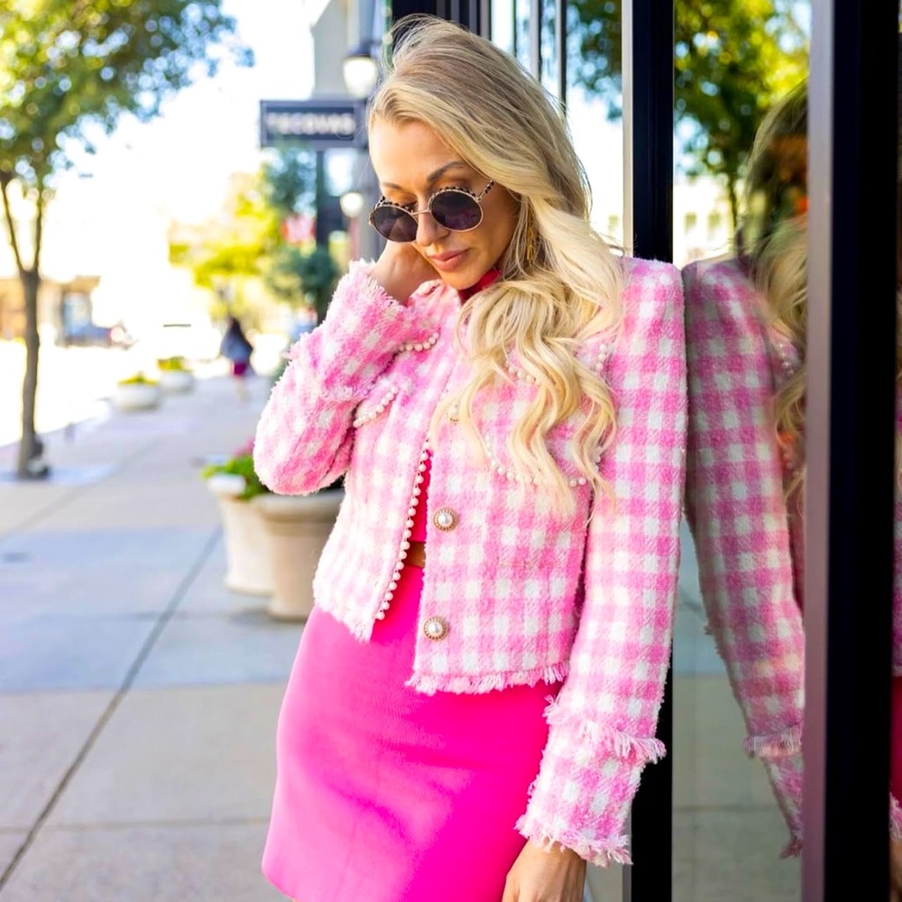 NWT- Legally Pink Tweed Coat